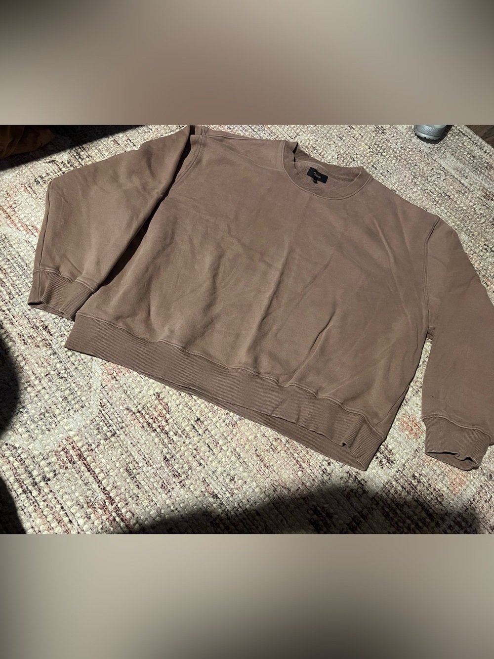 Quince Women's Organic Heavyweight Fleece Crew Neck Sweatshirt Taupe XL
